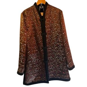 Women's Vintage Jenni Max Reversible Silk Blend Asian Inspired Coat Size 16